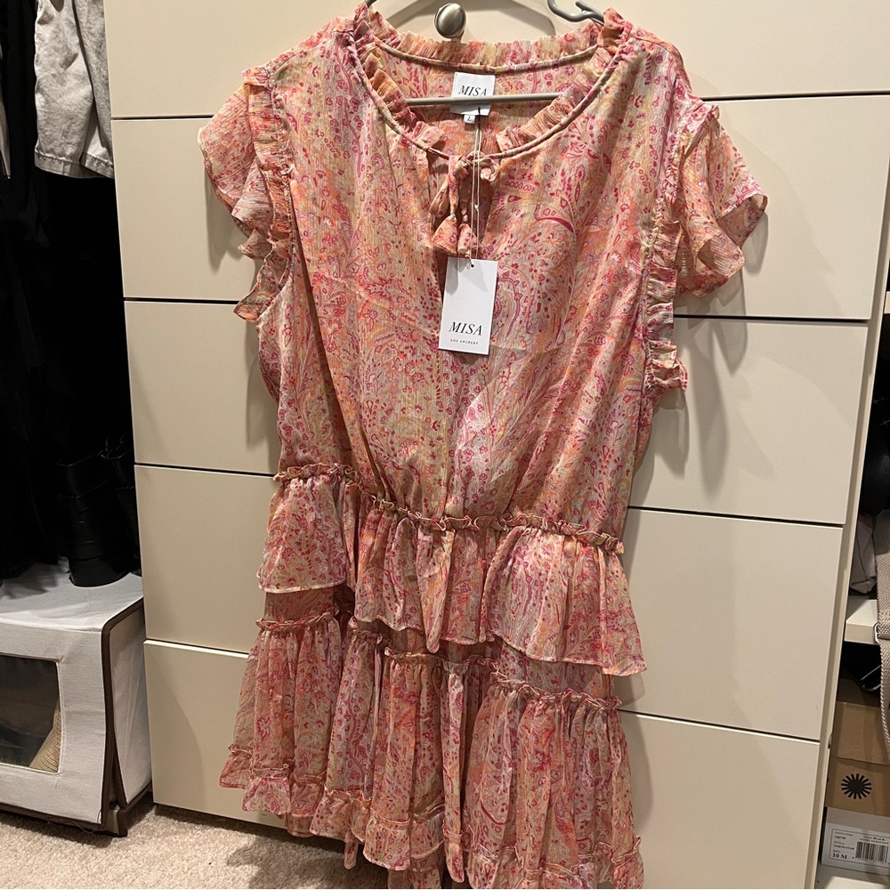 NWT MISA ruffled mini dress - L